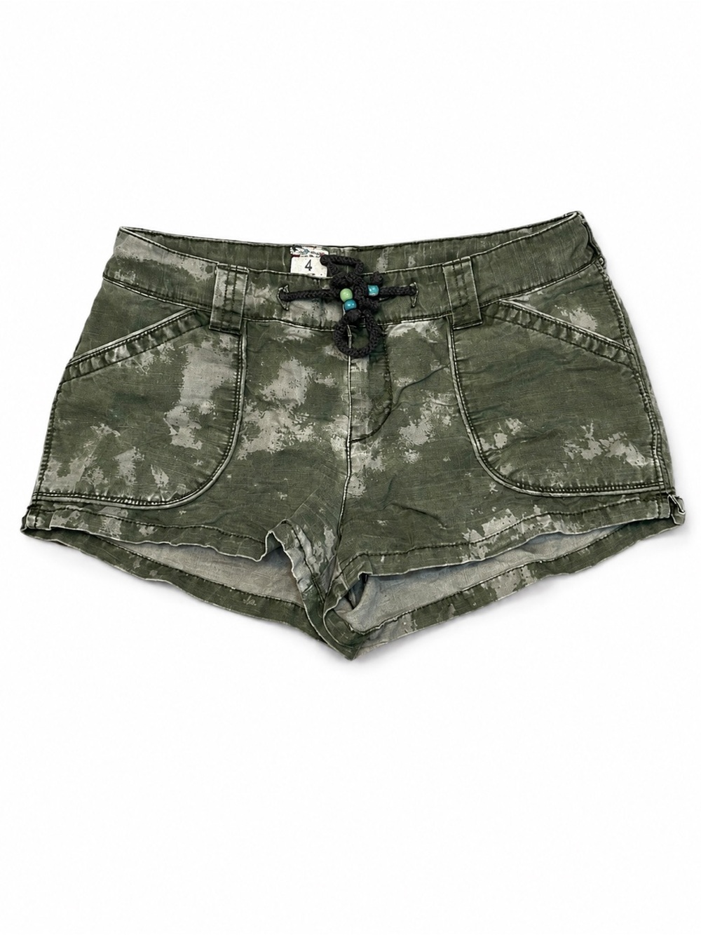 Free People Y2K Tie Dye Mini Shorts Size 4 Green Acid Wash Boho Festival